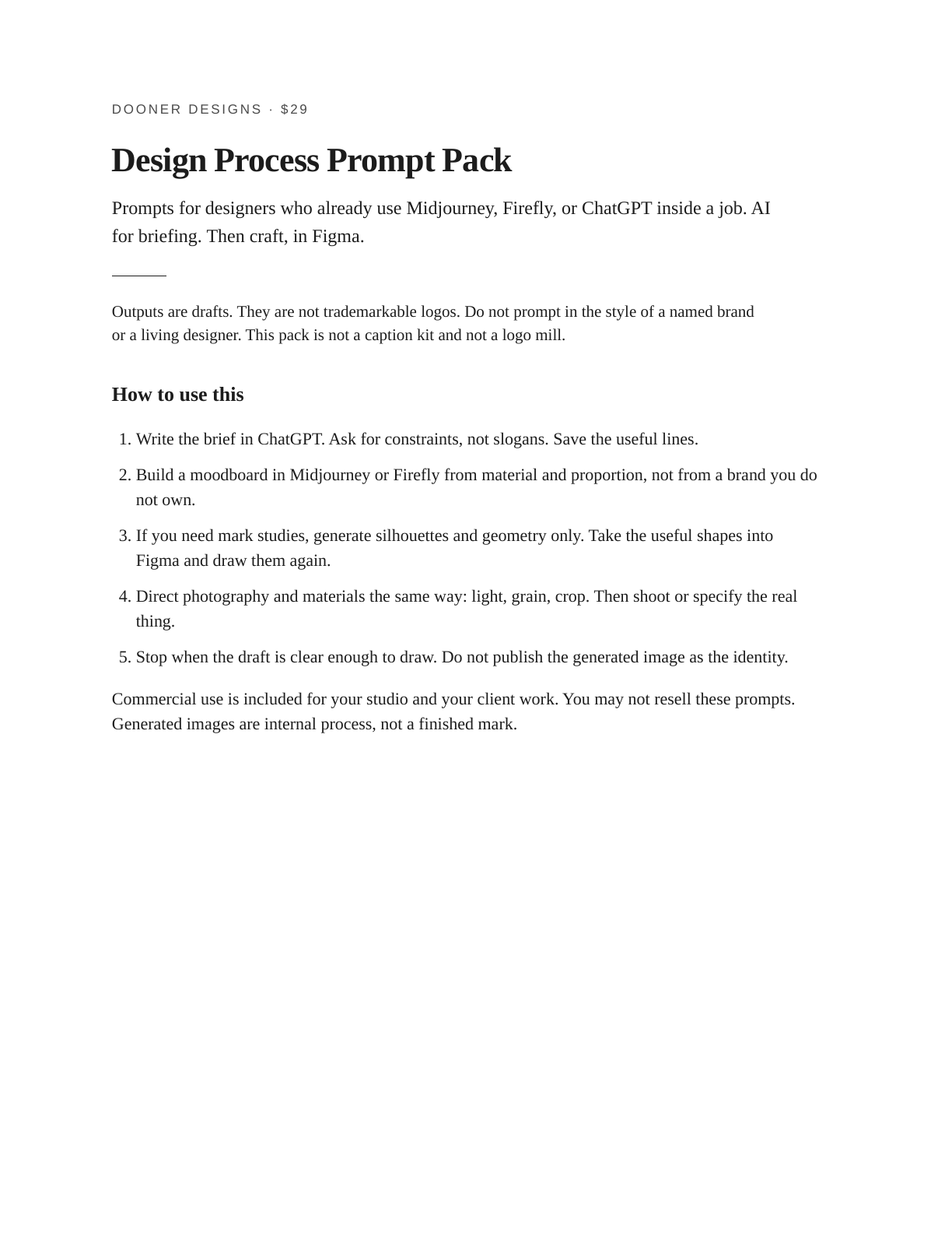 Prompt pack first page